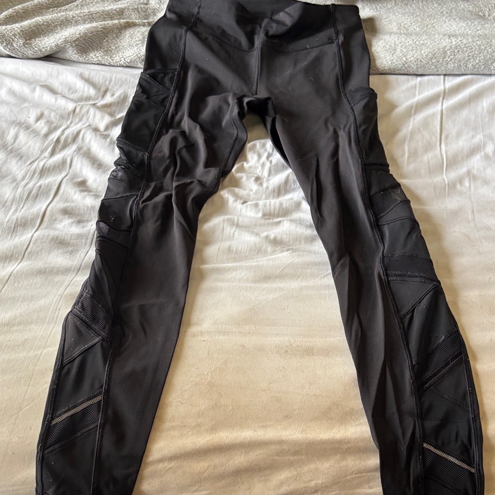 lululemon athletica Black Mesh-Panel High-Rise Leggings